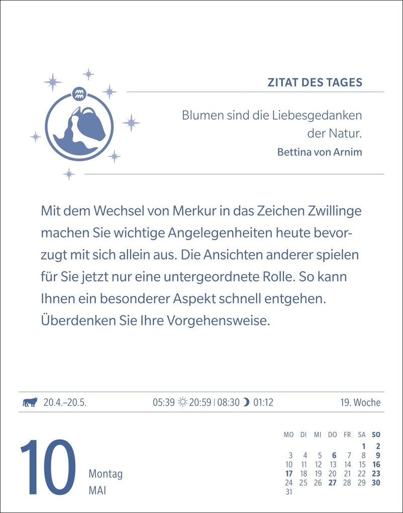 Weitere Ansicht: Wassermann Sternzeichenkalender 2027 - Tagesabreißkalender - Ihr Horoskop für jeden Tag | Robert Satorius