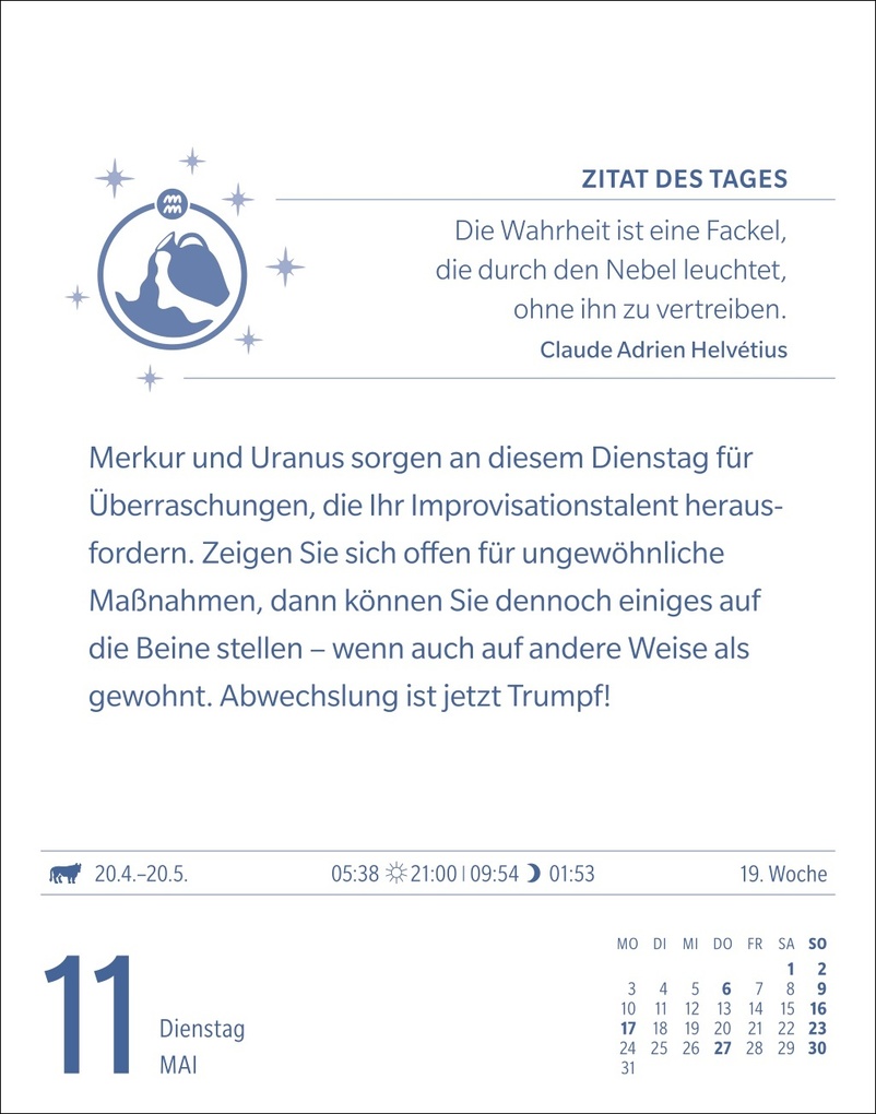 Weitere Ansicht: Wassermann Sternzeichenkalender 2027 - Tagesabreißkalender - Ihr Horoskop für jeden Tag | Robert Satorius