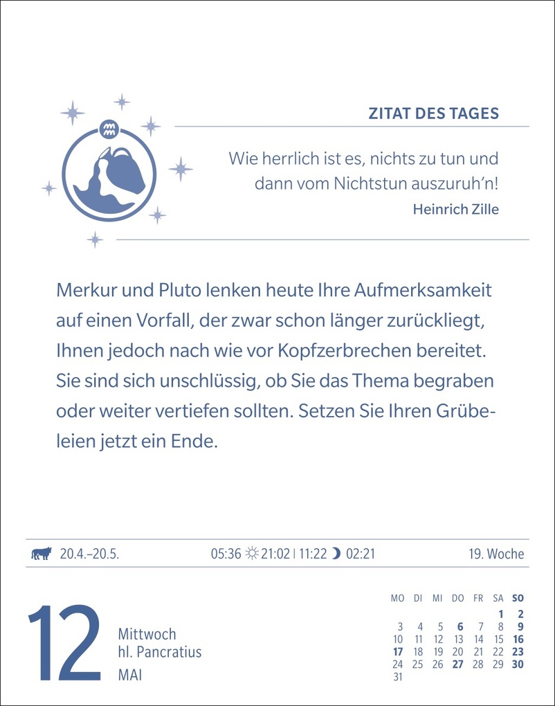 Weitere Ansicht: Wassermann Sternzeichenkalender 2027 - Tagesabreißkalender - Ihr Horoskop für jeden Tag | Robert Satorius