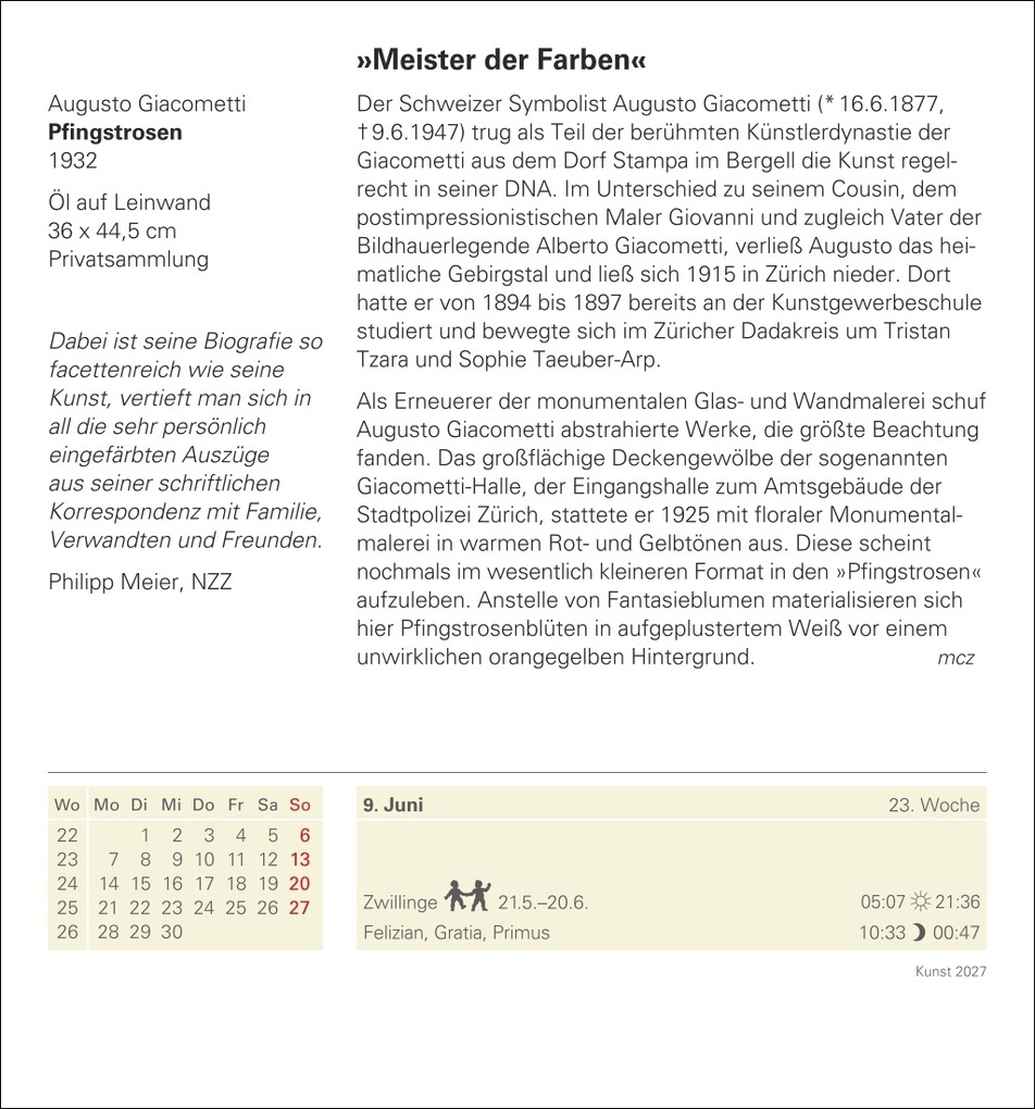Weitere Ansicht: Kunst Tagesabreißkalender 2027 - Kulturkalender - Künstler, Werke, Museen | Regina Erbentraut, Maria Christina Zopff