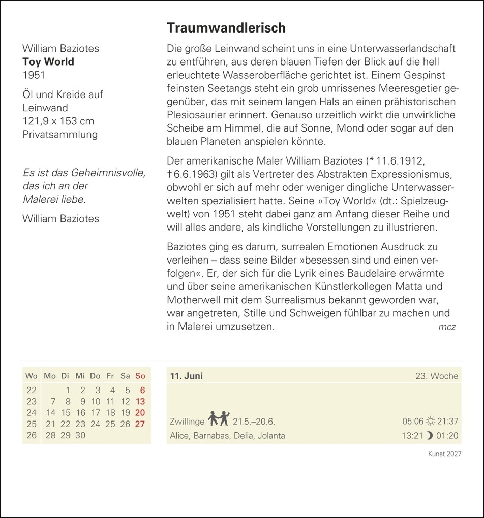 Weitere Ansicht: Kunst Tagesabreißkalender 2027 - Kulturkalender - Künstler, Werke, Museen | Regina Erbentraut, Maria Christina Zopff