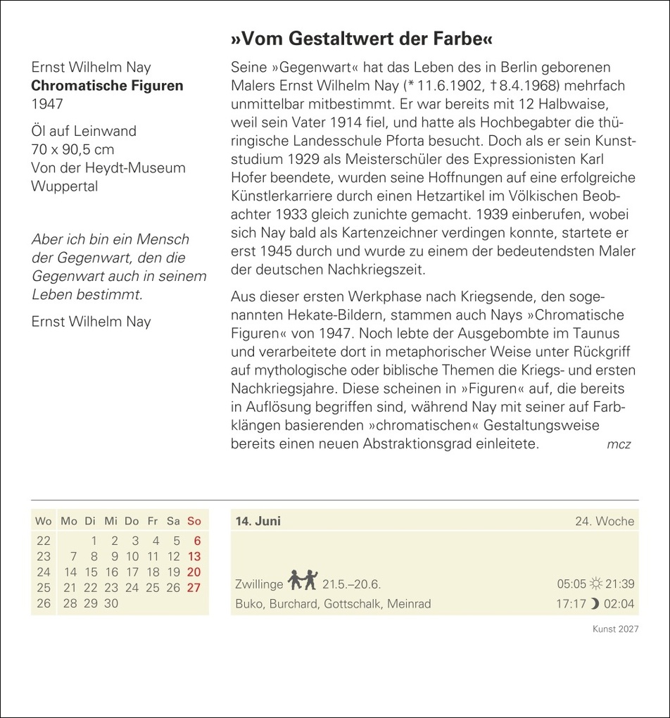 Weitere Ansicht: Kunst Tagesabreißkalender 2027 - Kulturkalender - Künstler, Werke, Museen | Regina Erbentraut, Maria Christina Zopff