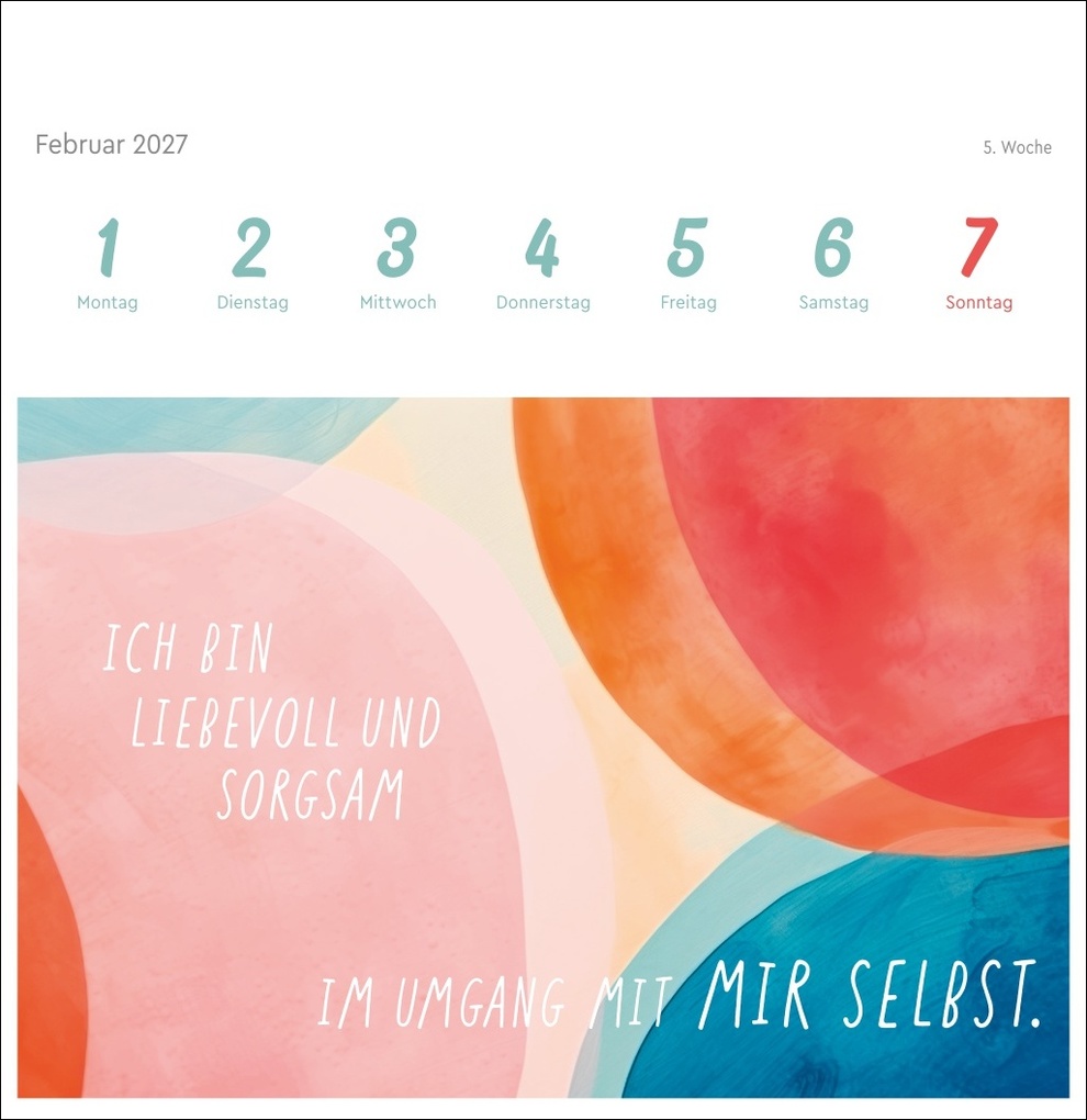 Weitere Ansicht: Ich bin einzigartig und wertvoll Premium-Postkartenkalender 2027 - 53 Affirmationskarten für das Jahr