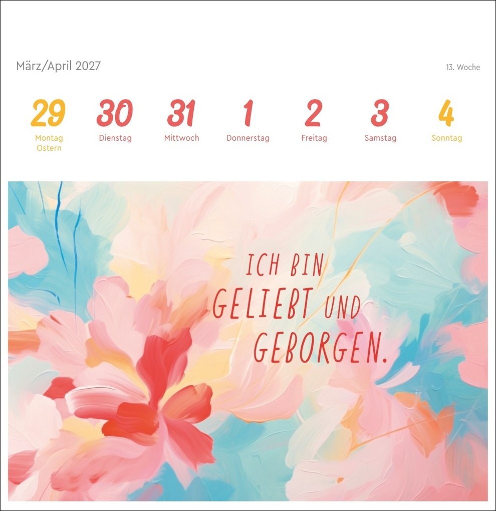Weitere Ansicht: Ich bin einzigartig und wertvoll Premium-Postkartenkalender 2027 - 53 Affirmationskarten für das Jahr