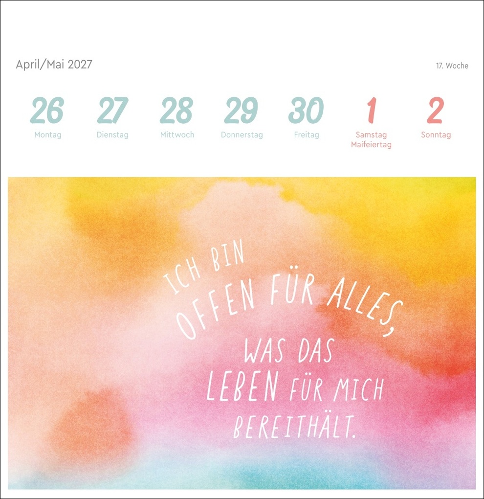 Weitere Ansicht: Ich bin einzigartig und wertvoll Premium-Postkartenkalender 2027 - 53 Affirmationskarten für das Jahr