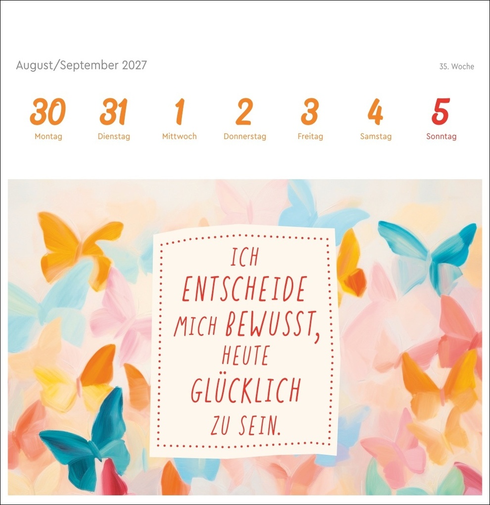 Weitere Ansicht: Ich bin einzigartig und wertvoll Premium-Postkartenkalender 2027 - 53 Affirmationskarten für das Jahr