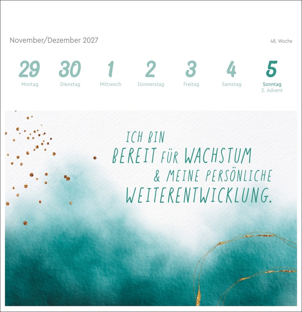 Weitere Ansicht: Ich bin einzigartig und wertvoll Premium-Postkartenkalender 2027 - 53 Affirmationskarten für das Jahr