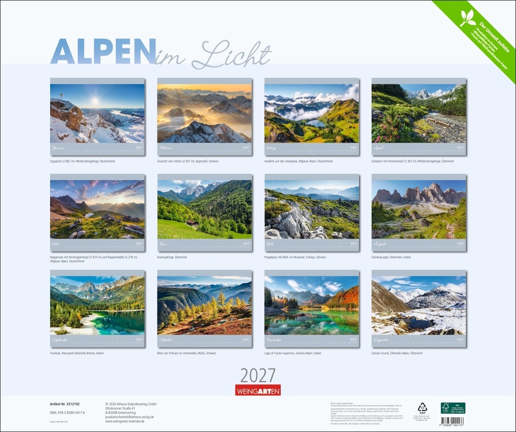 Weitere Ansicht: Alpen im Licht Kalender 2027