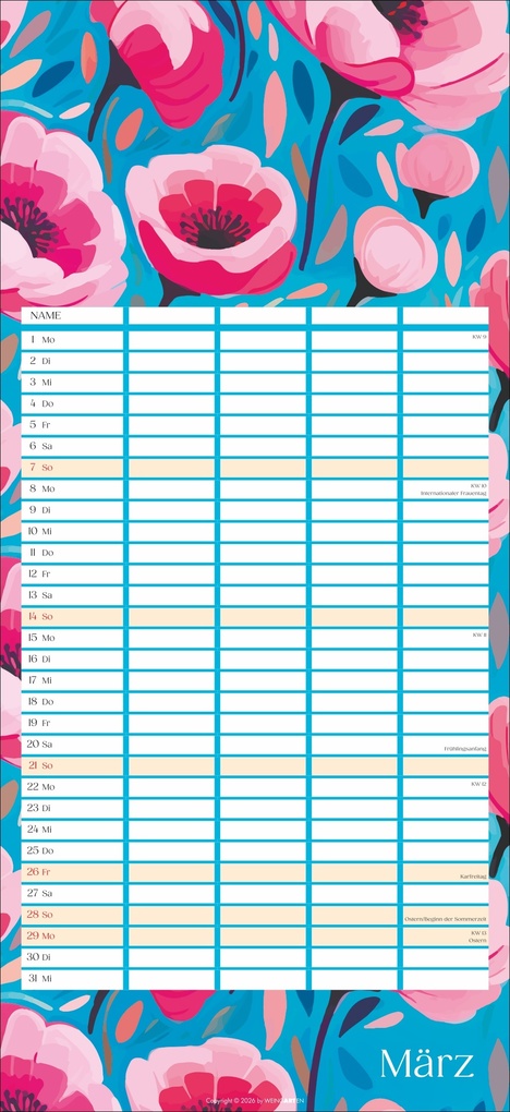 Weitere Ansicht: Floral total Familienplaner 2027
