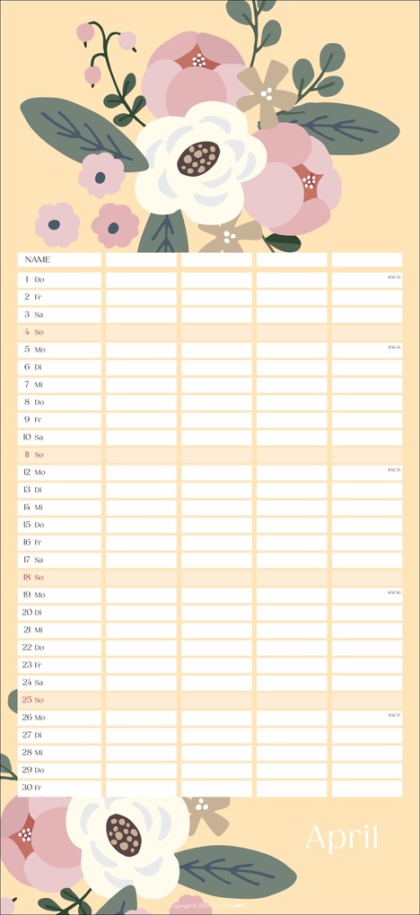 Weitere Ansicht: Floral total Familienplaner 2027