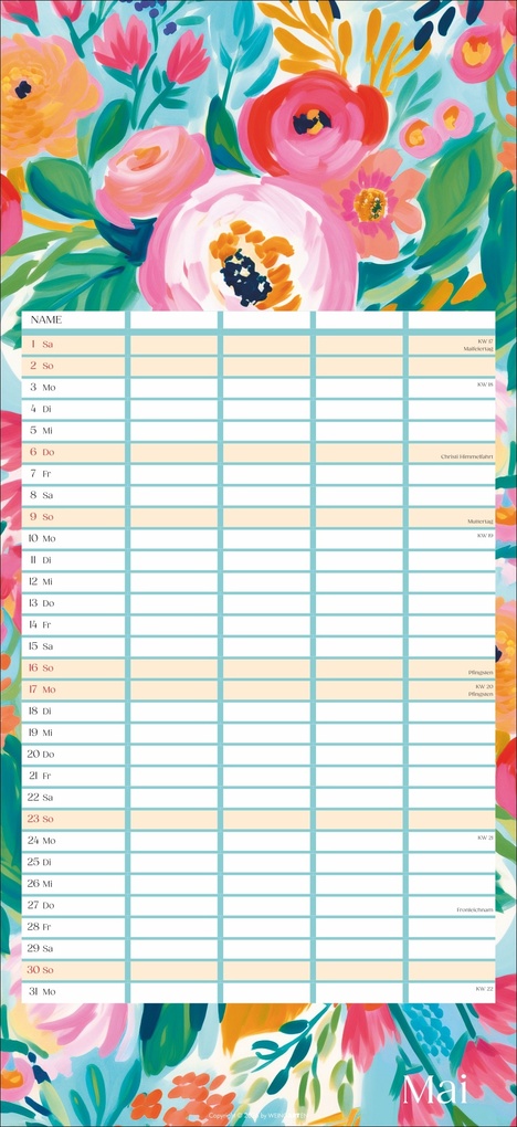 Weitere Ansicht: Floral total Familienplaner 2027