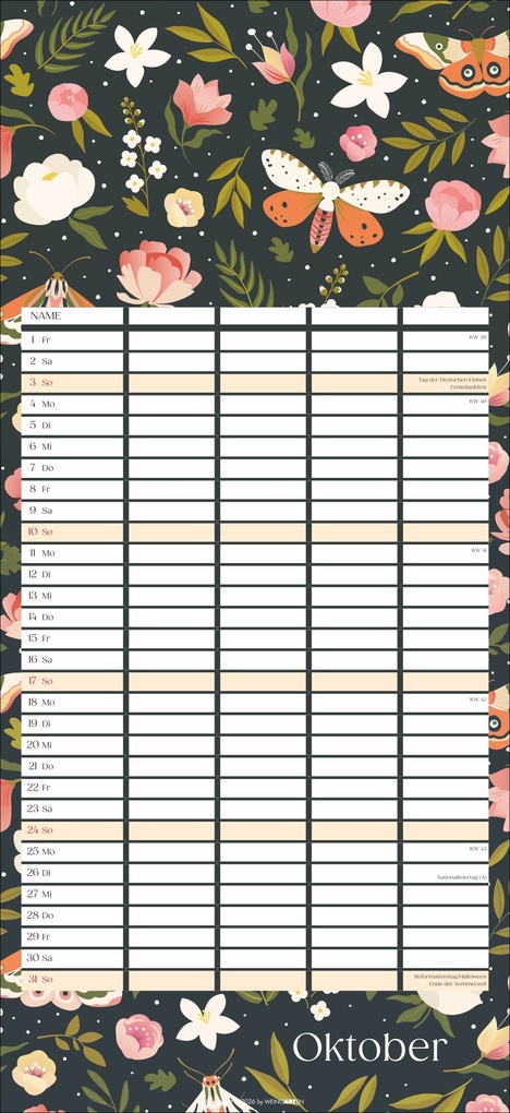 Weitere Ansicht: Floral total Familienplaner 2027