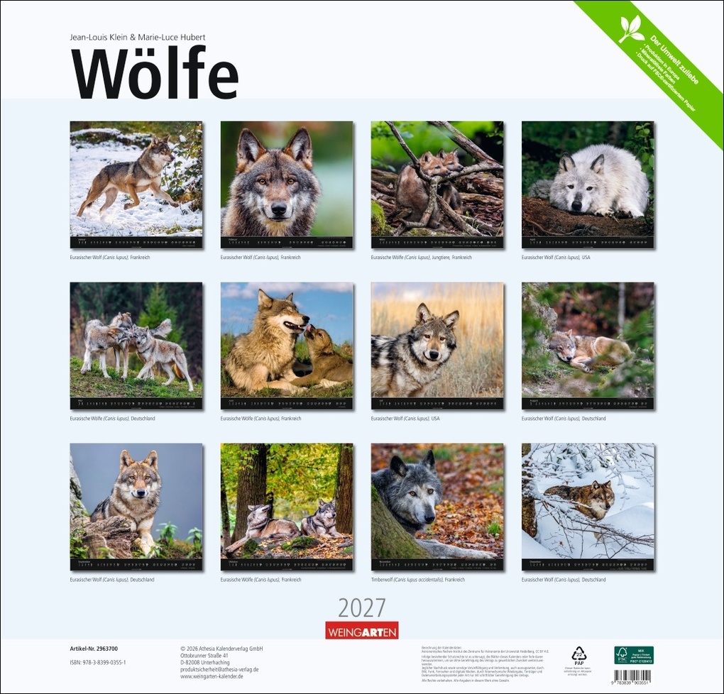 Weitere Ansicht: Wölfe Kalender 2027