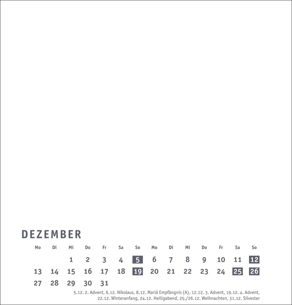 Weitere Ansicht: Premium-Bastelkalender weiß mittel 2027