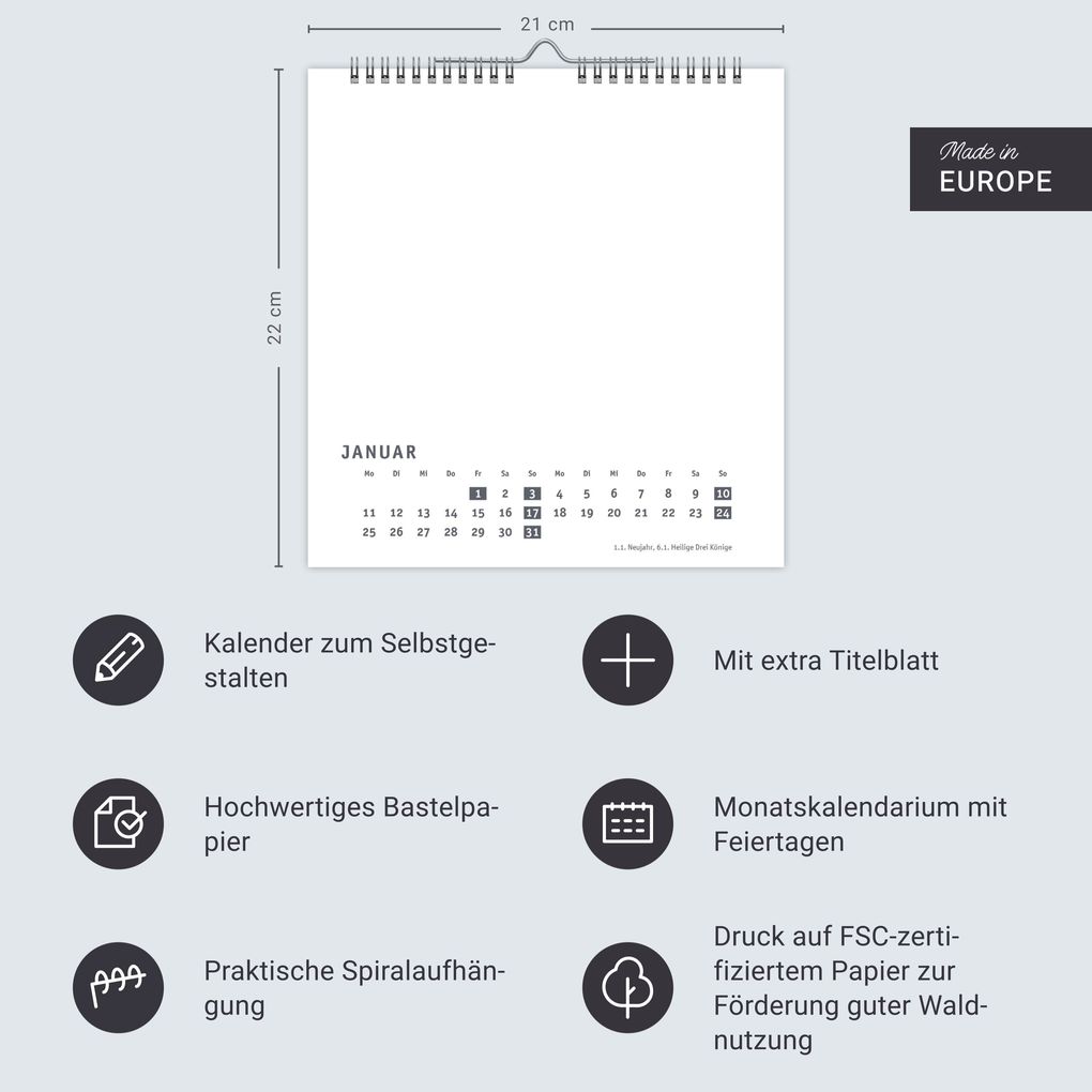 Weitere Ansicht: Premium-Bastelkalender weiß mittel 2027