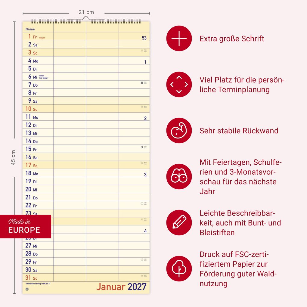 Weitere Ansicht: Großdruck Planer für zwei 2027