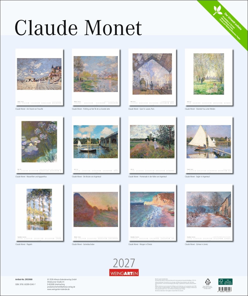 Weitere Ansicht: Claude Monet Kalender 2027 | Claude Monet