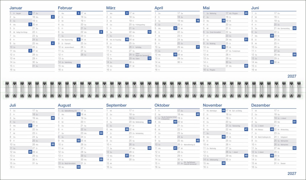 Weitere Ansicht: Wochenquerplaner, blau 2027