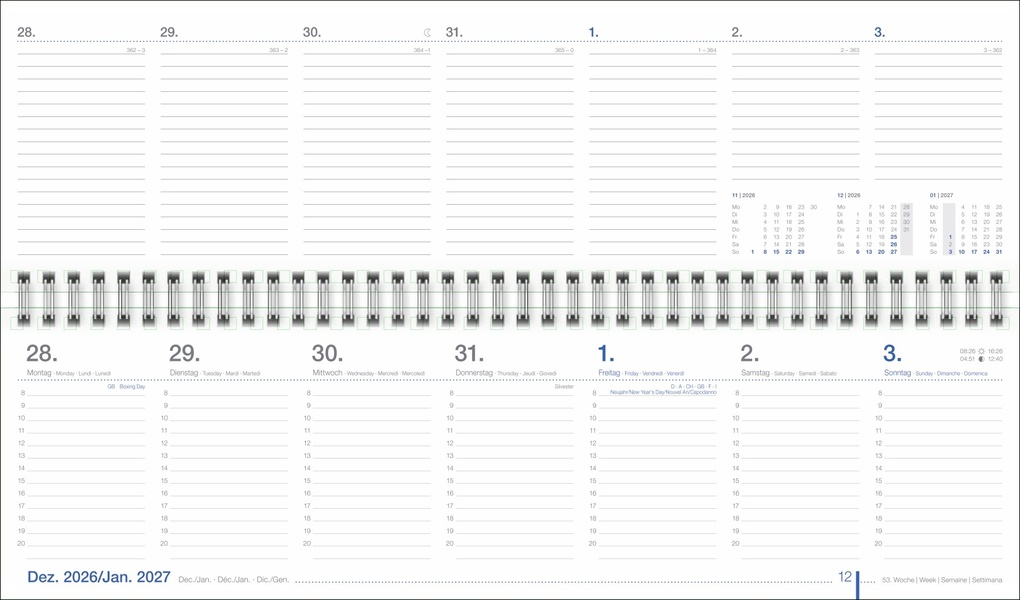 Weitere Ansicht: Wochenquerplaner, blau 2027
