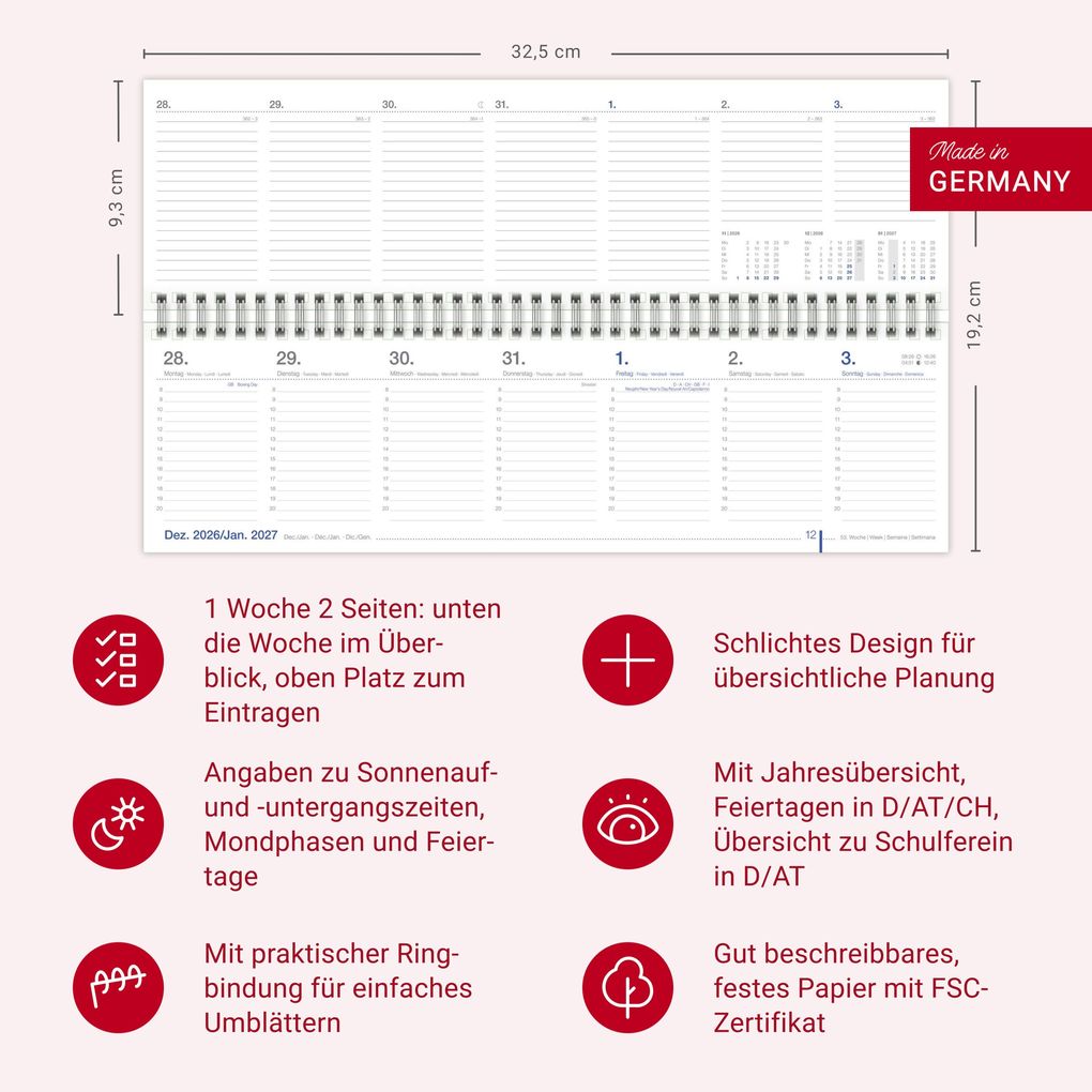 Weitere Ansicht: Wochenquerplaner, blau 2027