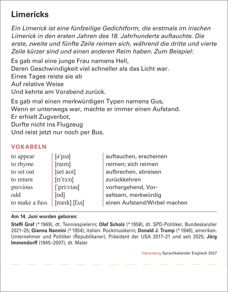 Weitere Ansicht: Englisch Sprachkalender 2027 - Englisch lernen leicht gemacht - Tagesabreißkalender | Beate Gorman, Stephen Gorman