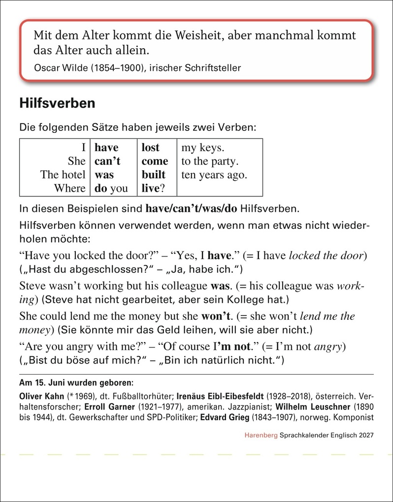 Weitere Ansicht: Englisch Sprachkalender 2027 - Englisch lernen leicht gemacht - Tagesabreißkalender | Beate Gorman, Stephen Gorman