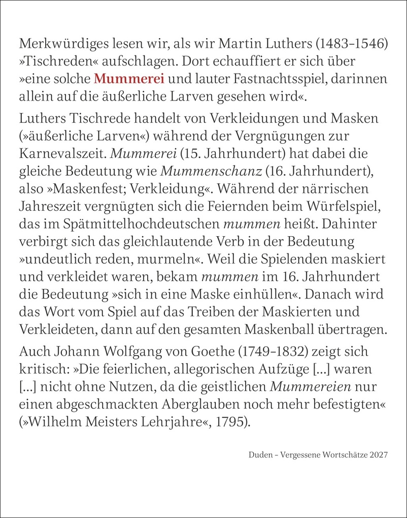 Weitere Ansicht: Duden Vergessene Wortschätze Tagesabreißkalender 2027 | Maik Goth