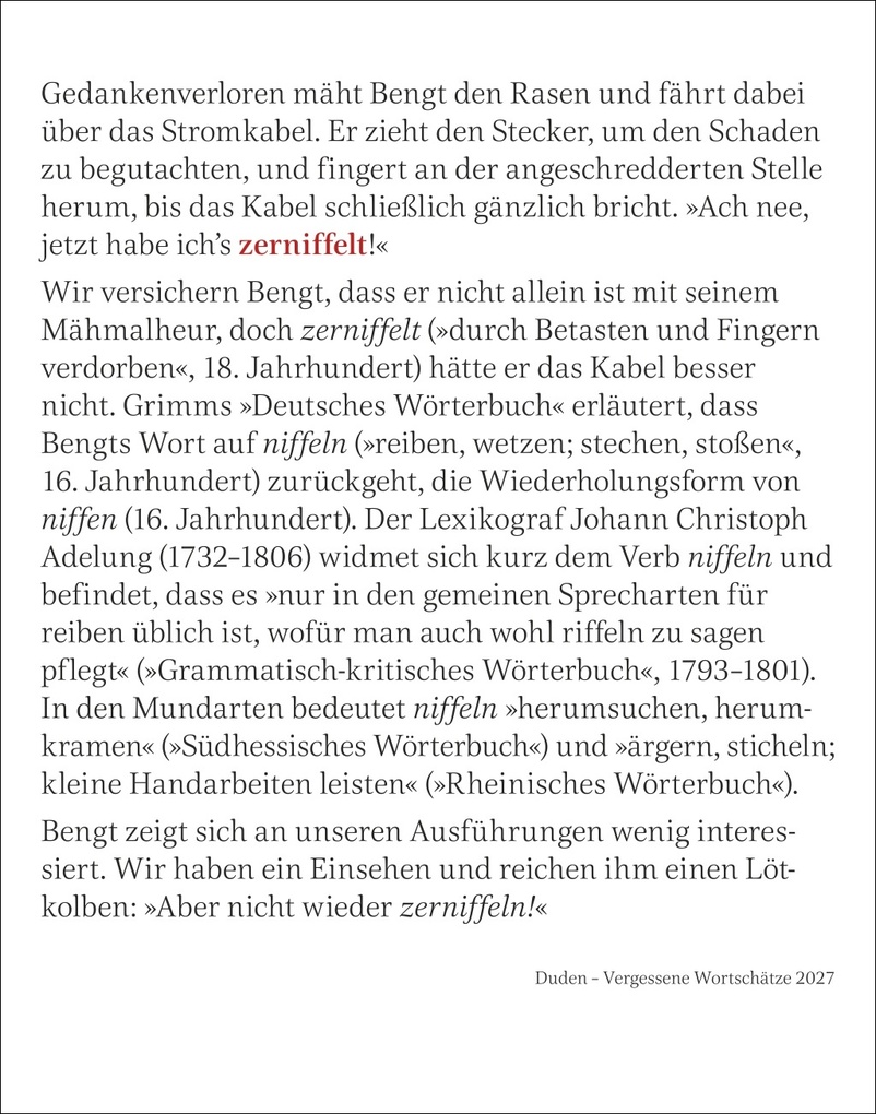 Weitere Ansicht: Duden Vergessene Wortschätze Tagesabreißkalender 2027 | Maik Goth