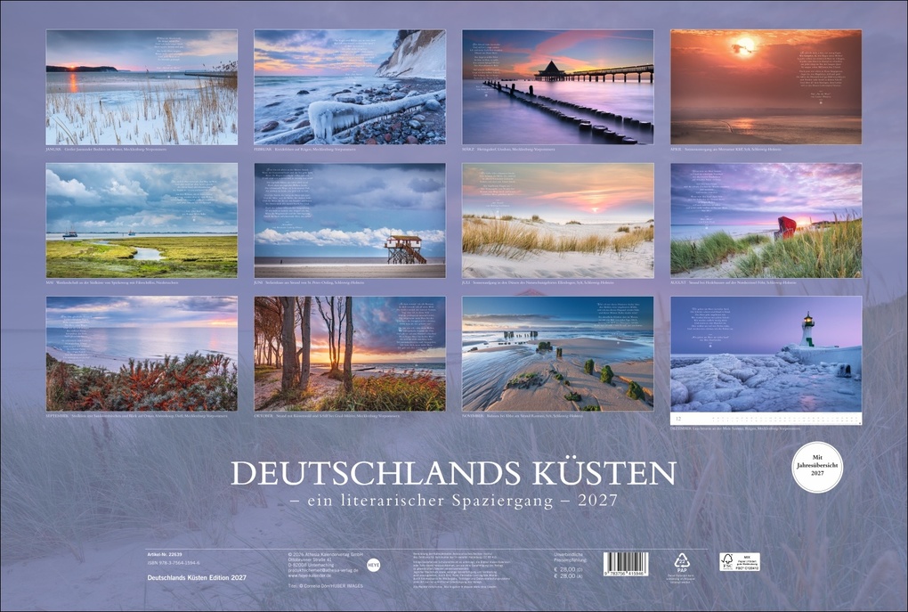 Weitere Ansicht: Deutschlands Küsten - Ein literarischer Spaziergang Kalender 2027 - Ein literarischer Spaziergang