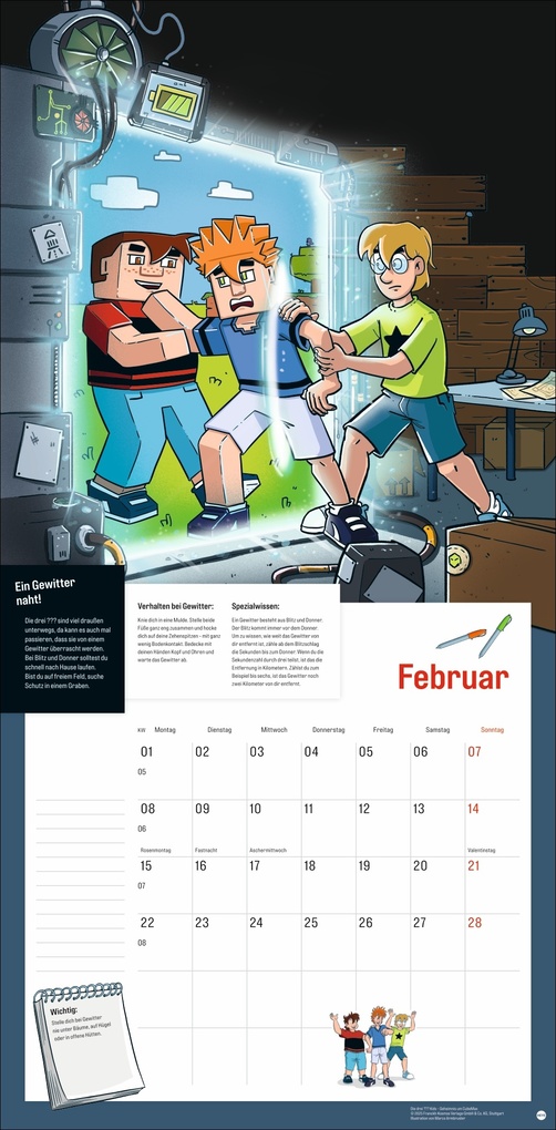 Weitere Ansicht: Die drei ??? Kids Broschurkalender 2027