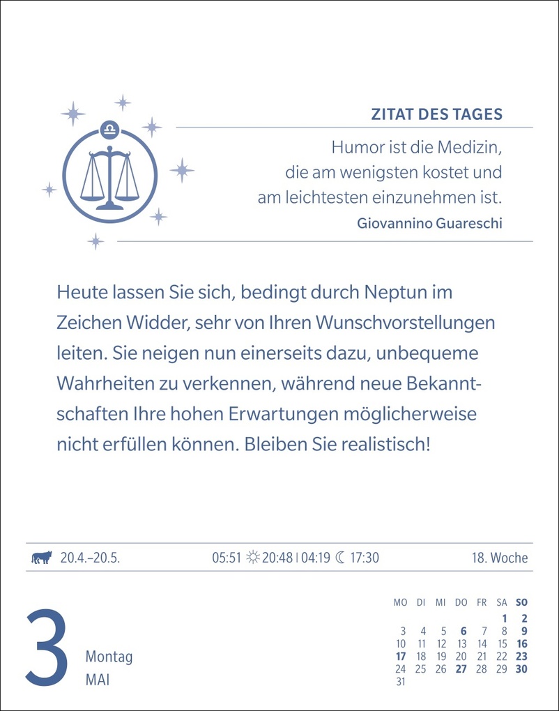Weitere Ansicht: Waage Sternzeichenkalender 2027 - Tagesabreißkalender - Ihr Horoskop für jeden Tag | Robert Satorius