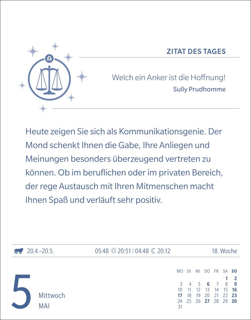 Weitere Ansicht: Waage Sternzeichenkalender 2027 - Tagesabreißkalender - Ihr Horoskop für jeden Tag | Robert Satorius