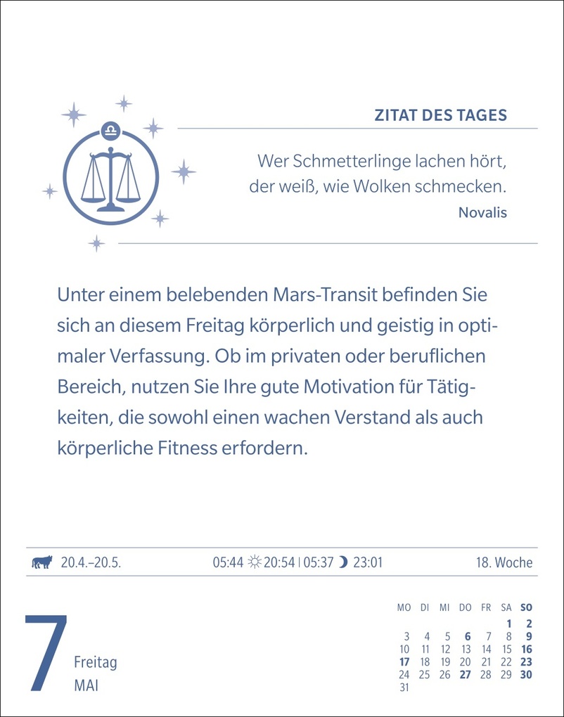 Weitere Ansicht: Waage Sternzeichenkalender 2027 - Tagesabreißkalender - Ihr Horoskop für jeden Tag | Robert Satorius