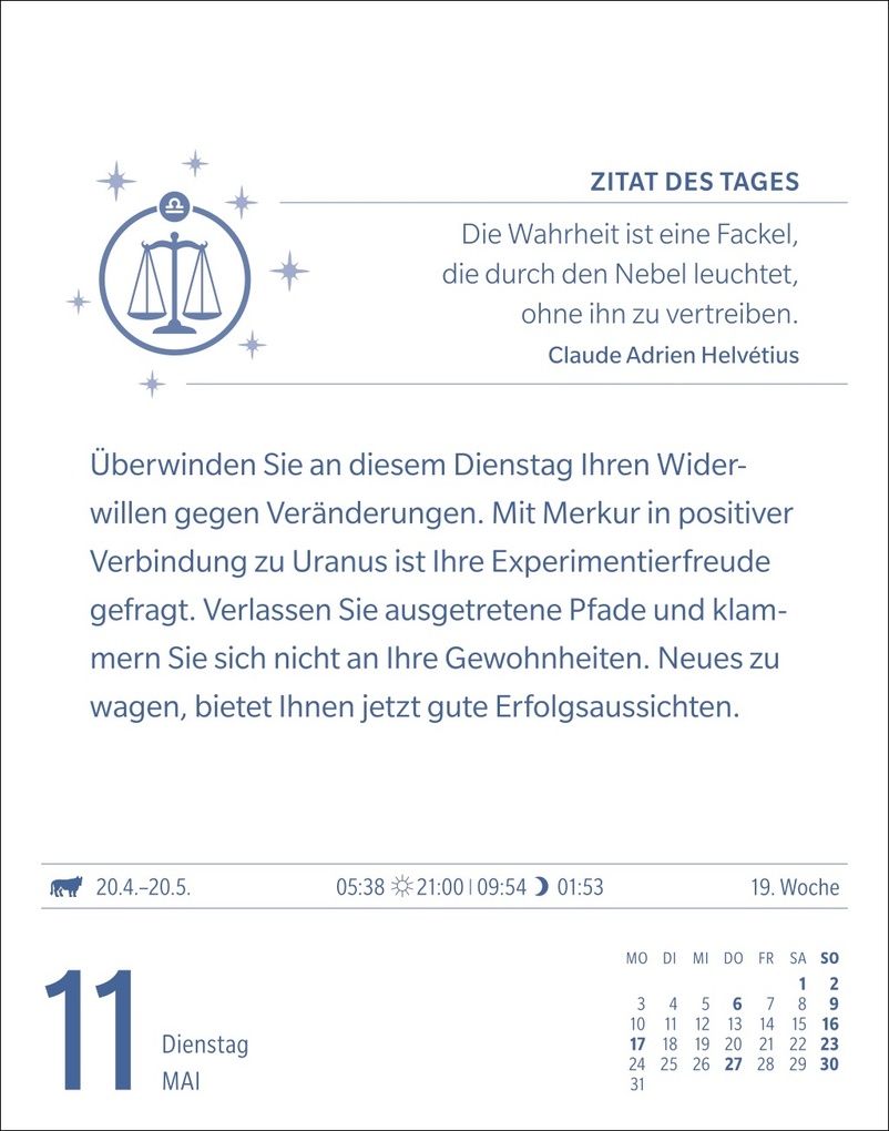 Weitere Ansicht: Waage Sternzeichenkalender 2027 - Tagesabreißkalender - Ihr Horoskop für jeden Tag | Robert Satorius