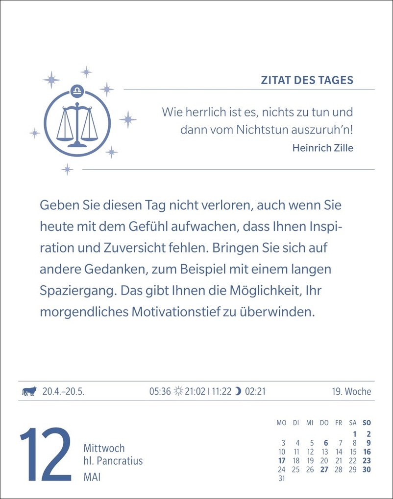 Weitere Ansicht: Waage Sternzeichenkalender 2027 - Tagesabreißkalender - Ihr Horoskop für jeden Tag | Robert Satorius