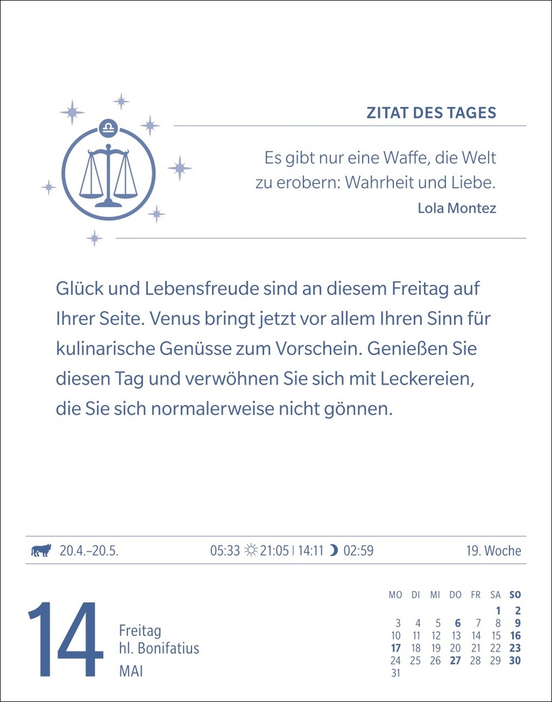 Weitere Ansicht: Waage Sternzeichenkalender 2027 - Tagesabreißkalender - Ihr Horoskop für jeden Tag | Robert Satorius