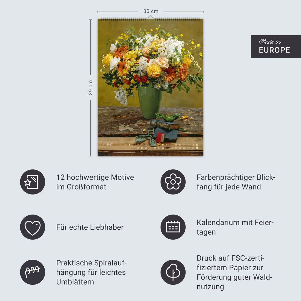 Weitere Ansicht: Die schönsten Blumensträuße Kalender 2027