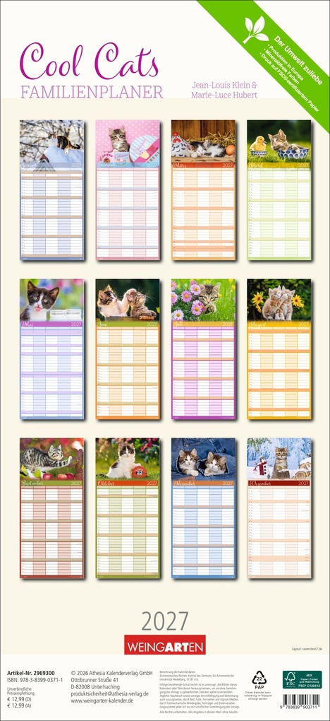 Weitere Ansicht: Cool Cats Familienplaner 2027