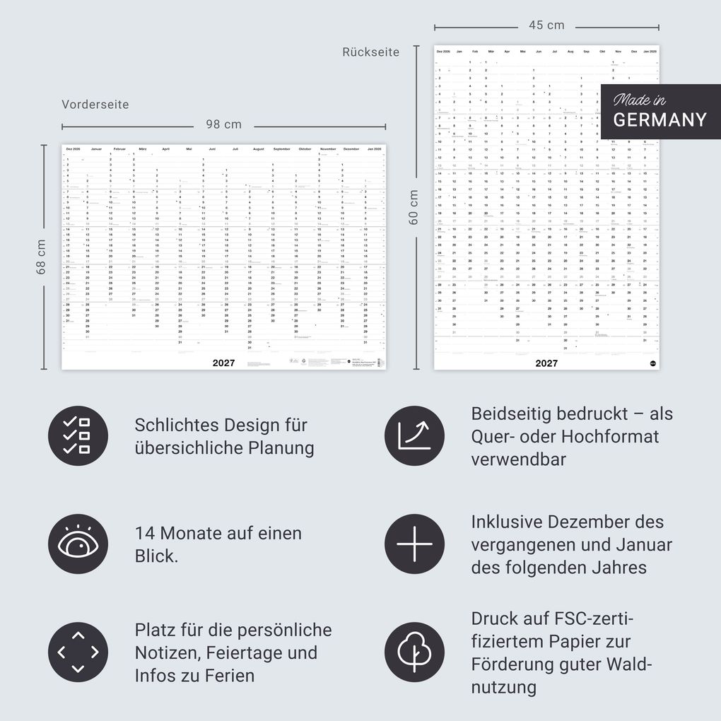 Weitere Ansicht: Black&White Mega-Posterplaner 2027