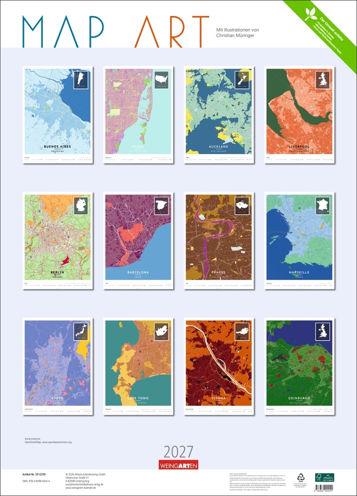 Weitere Ansicht: Map Art Kalender 2027 | Christian Müringer