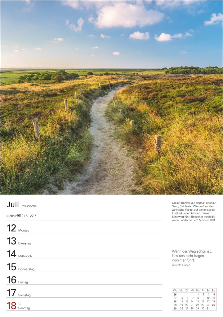 Weitere Ansicht: Sylt Wochenplaner 2027 - Eine Reise in 53 Bildern | Ulrike Issel