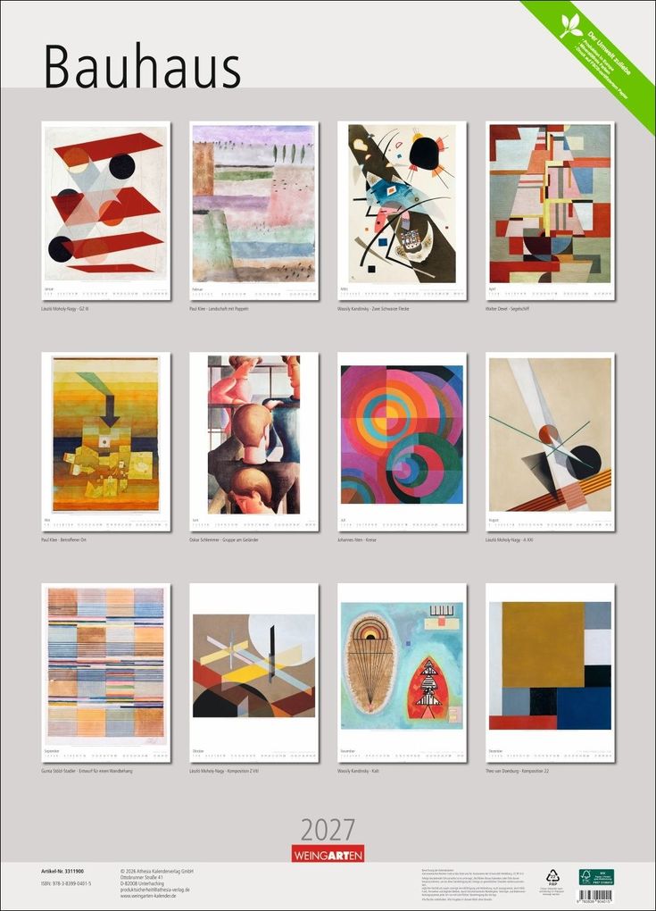Weitere Ansicht: Bauhaus Kalender 2027 | Walter Dexel, Johannes Itten, Wassily Kandinsky, Paul Klee