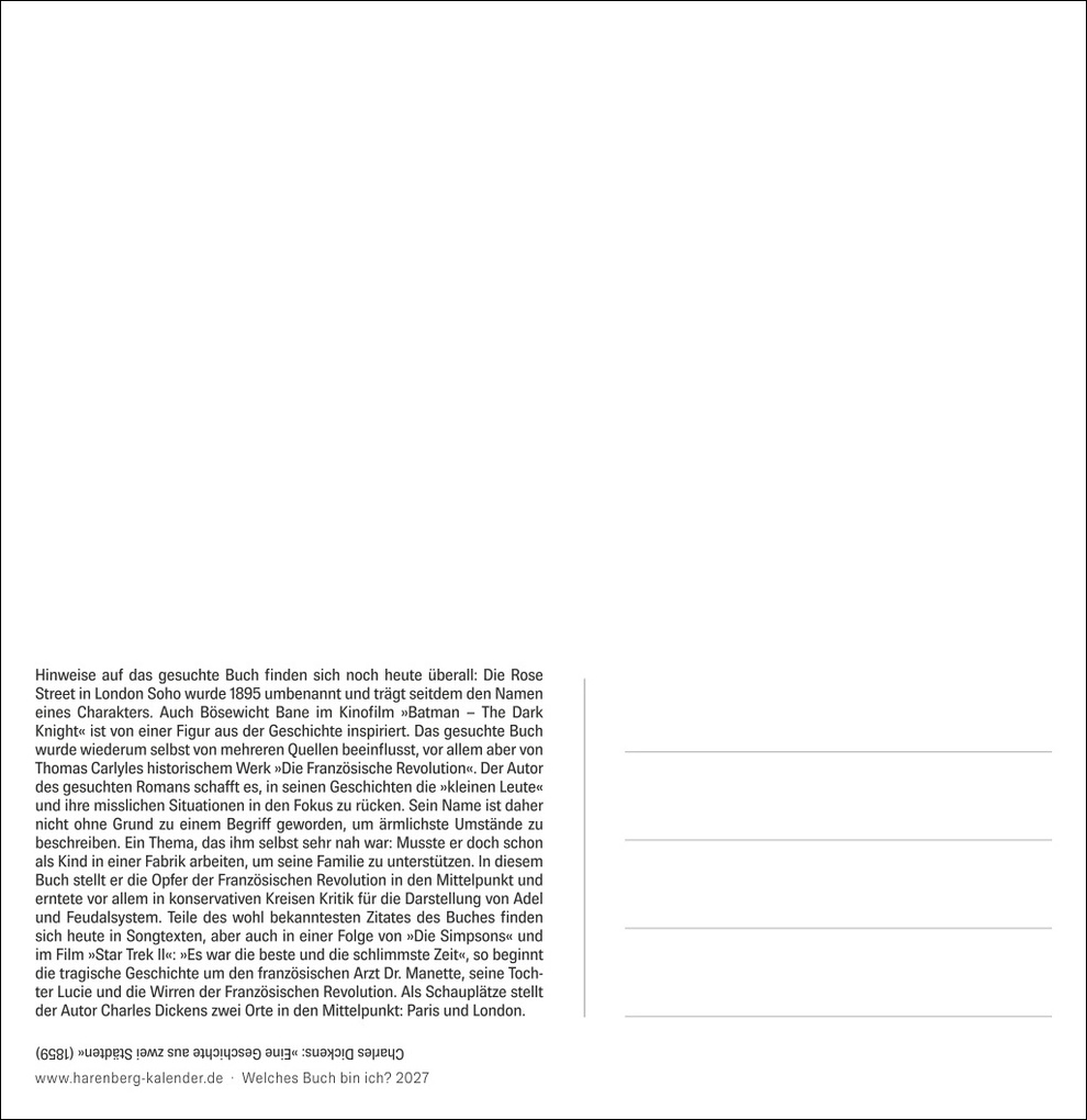 Weitere Ansicht: Welches Buch bin ich? Premium-Postkartenkalender 2027 - Literarischer Rätselkalender | Stefan Heine