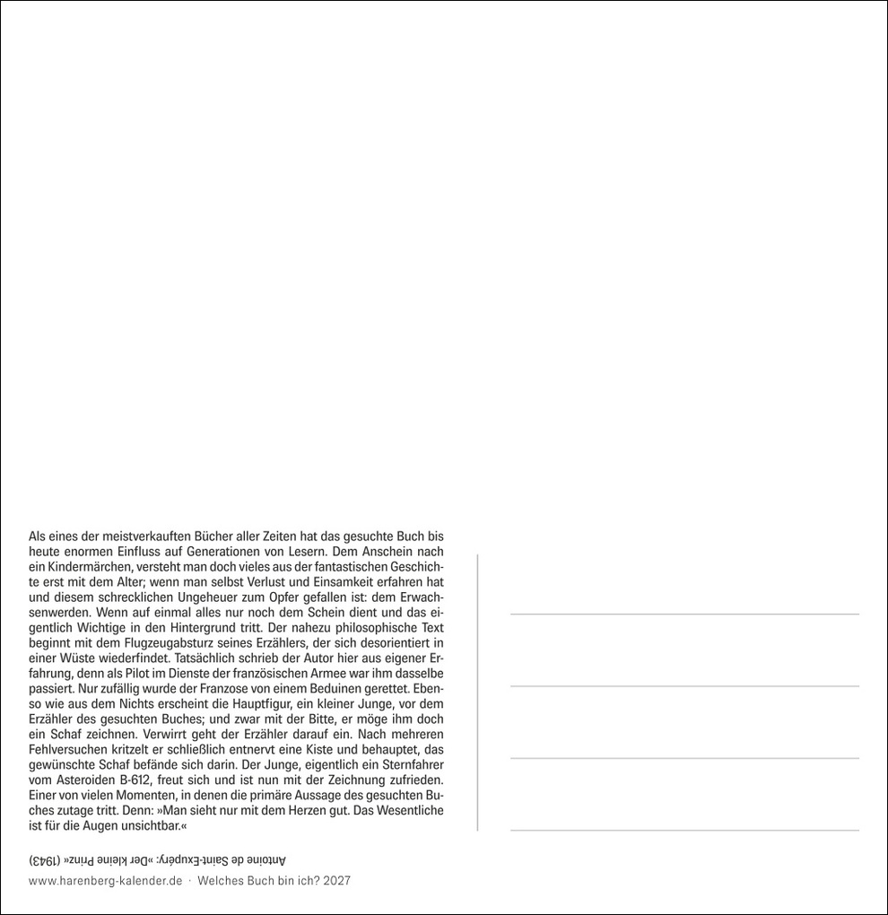 Weitere Ansicht: Welches Buch bin ich? Premium-Postkartenkalender 2027 - Literarischer Rätselkalender | Stefan Heine