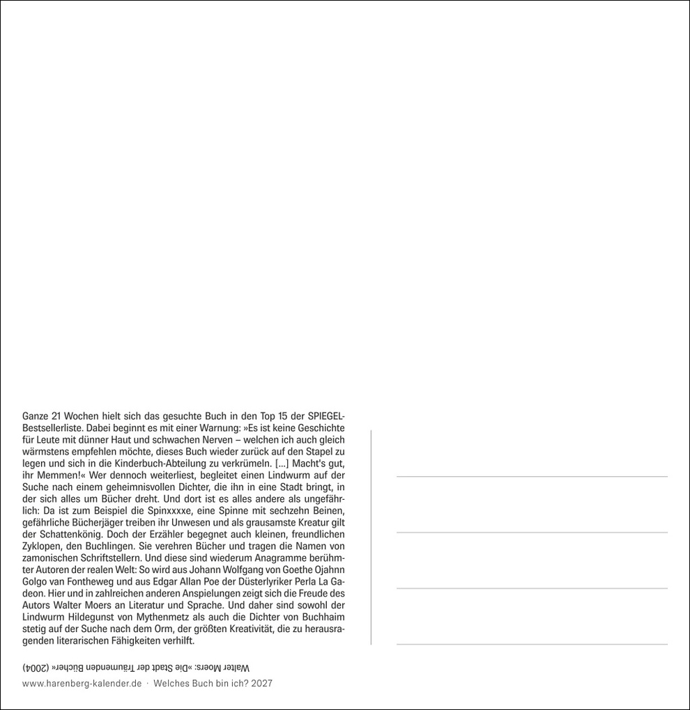 Weitere Ansicht: Welches Buch bin ich? Premium-Postkartenkalender 2027 - Literarischer Rätselkalender | Stefan Heine