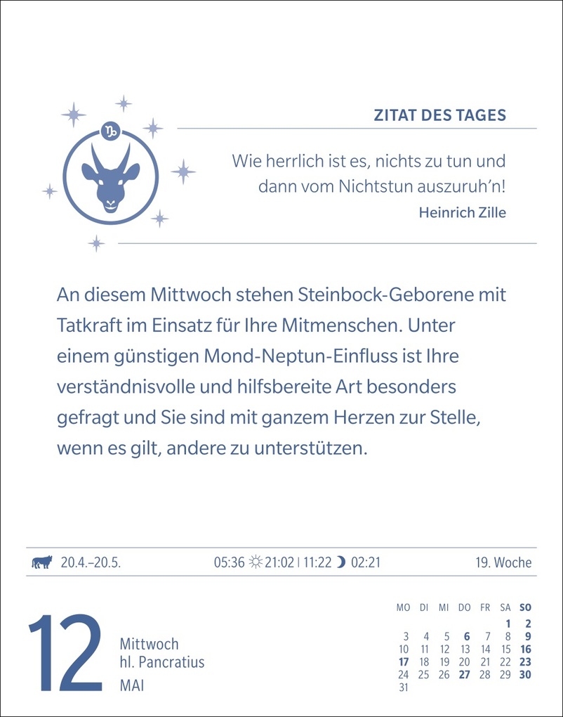 Weitere Ansicht: Steinbock Sternzeichenkalender 2027 - Tagesabreißkalender - Ihr Horoskop für jeden Tag | Robert Satorius