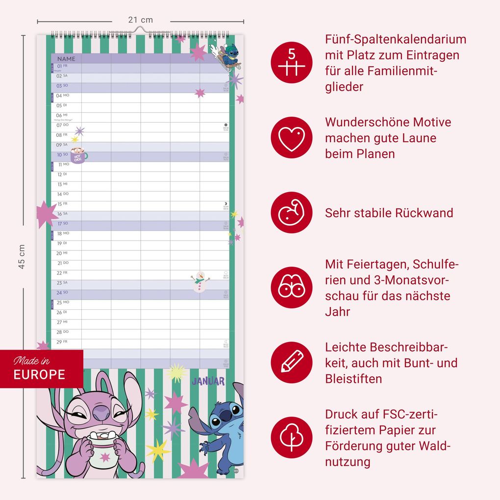 Weitere Ansicht: Stitch Familienplaner 2027