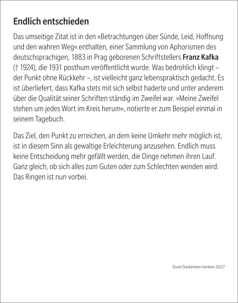 Weitere Ansicht: Gute Gedanken tanken Tagesabreißkalender 2027 - Denkanstöße für das ganze Jahr | Eva Bambach, Gabriele Gassen, Hildegard Hogen