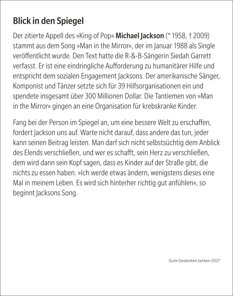 Weitere Ansicht: Gute Gedanken tanken Tagesabreißkalender 2027 - Denkanstöße für das ganze Jahr | Eva Bambach, Gabriele Gassen, Hildegard Hogen