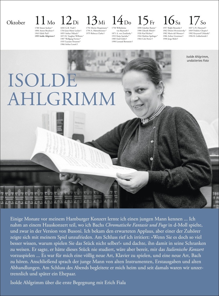 Weitere Ansicht: Der Musik Kalender Wochenkalender 2027